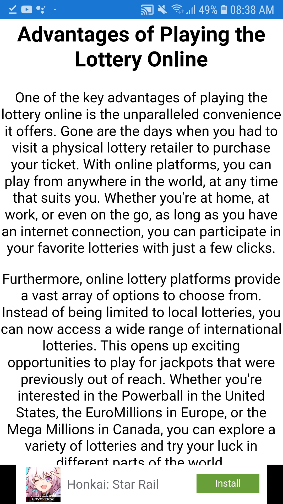 online lottery