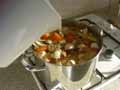 Adding boiling water