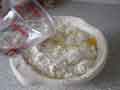 Adding cold water to dough ingredients