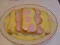 Biscuits covered with custard
