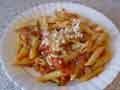 Penne arrabiata with Parmesan cheese