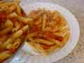 Pour pasta onto plate