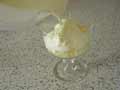Pouring mixture into sundae glasses
