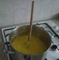 Upright spoon in polenta Upright spoon in polenta